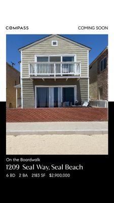 RARE OCEANFRONT DUPLEX on the BOARDWALK in SEAL BEACH !!