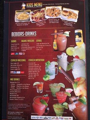 Kids menu / drinks