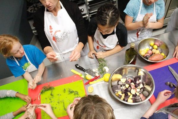 Teaching Kids Class on Roasting Root Veggies