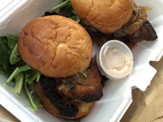 Pork Belly Sliders! You can tell the food is made from a real chef!