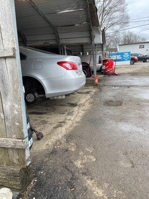 Tire getting replaced