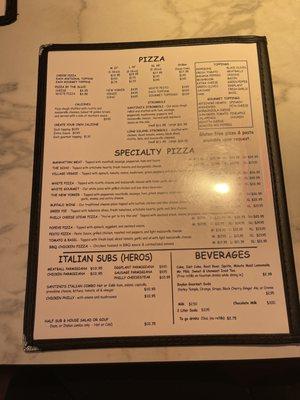 Pizza Menu