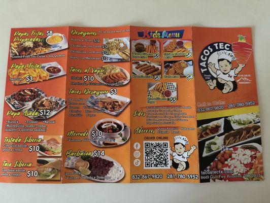 Menu front