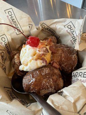 Bacon Croissant Sundae. Caramel, vanilla bean ice cream and cinnamon croissants