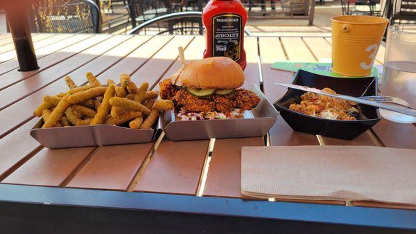 Nashville Hot Chicken Sandwich with Fried Green Beans