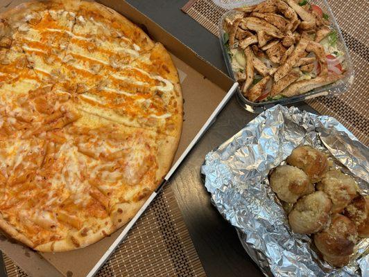 Half buffalo half baked ziti with chicken salad