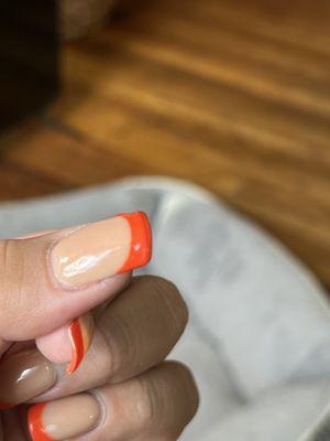 Raised bumps of gel / chipped nails