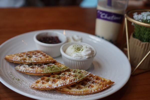 Matcha red bean waffle ($7.8)