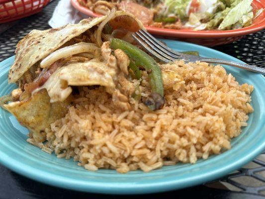 Big Chicken Quesadilla with Rice