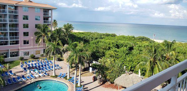 View of beach from balcony