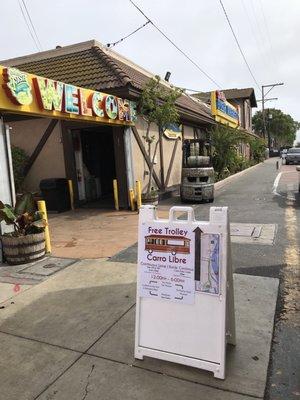 San Pedro Fish Market red trolley stop