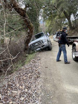 Jesse's crew getting my truck out