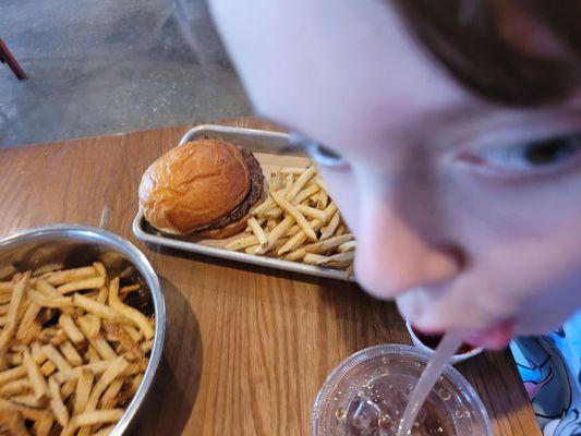 Kids burger and fries