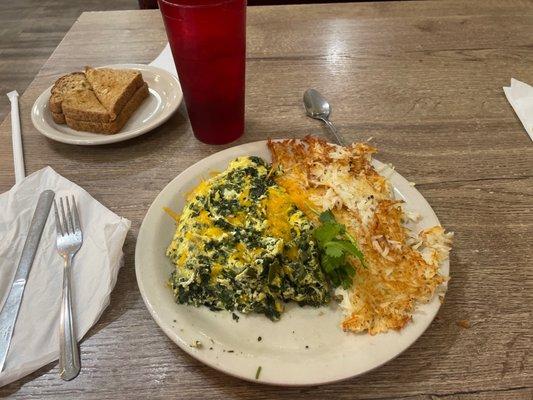 Spinach and Cheddar Cheese Omelet