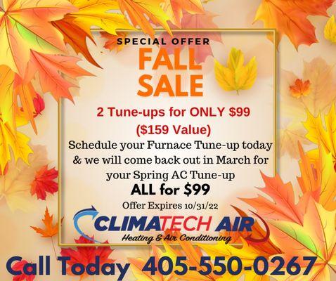 2022 Fall Sale for your Heating & Air Conditioning maintenance.