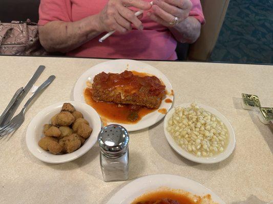 Veal Parmesan Okra and Corn