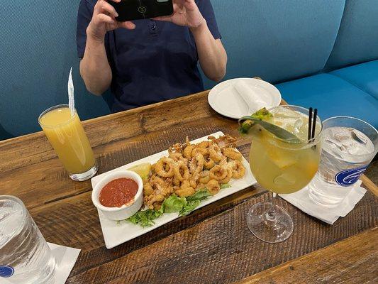 Calamari Fritti, Pineapple Juice & Pineapple Citrus Sangria