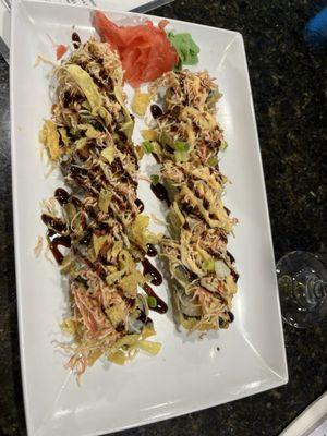 Viva Las Vegas Roll and Sumo Roll i think! With a glass of chardonnay  will be back soon.