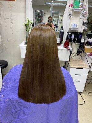 Hair color and keratin treatment