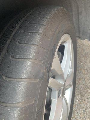 Bump on my tire. Did not replace it nor ordered me a new tire.