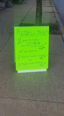 Big football fans offer football deals saturday and sunday!