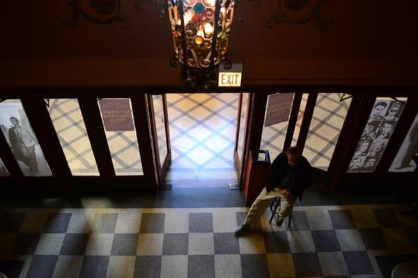 Taken from the balcony above, looking down towards the entrance/lobby