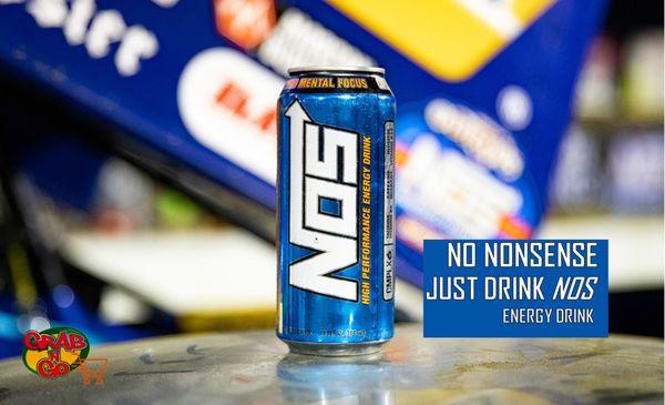 "NOS High Performance Energy Drink"
NOS high-performance energy drink is not the same stuff you put in your street rod.