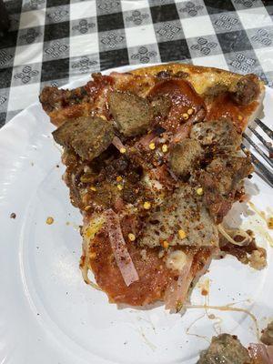 Slice of meat lovers pizza!!