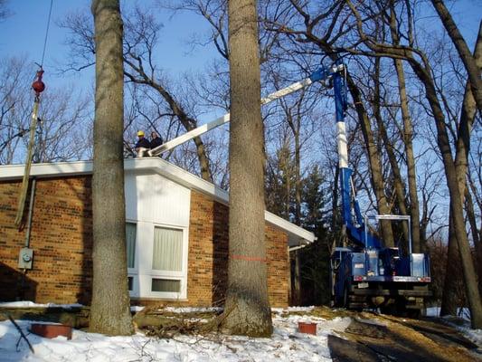 One of of our 4 bucket trucks, 3 of which are 70' working height.