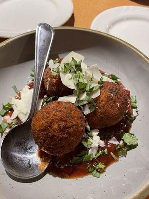 Arancini with tomato compote.