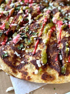 Close up of the Mexican pizza