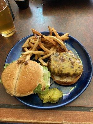 Cheeseburger and fries.