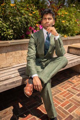 Custom Made Green Linen Suit