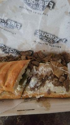 Philly Cheesesteak..the meat was mostly in the box behind the bread. And it wasn't even hot . No pickle. I will not go back here.