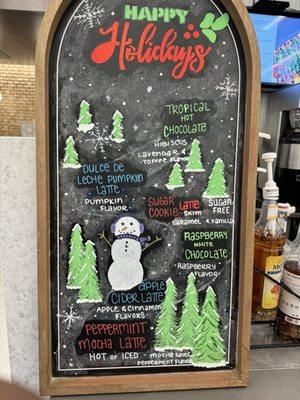 Seasonal holiday coffee menu