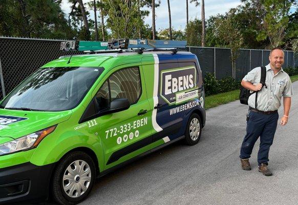 Ebens Air Conditioning - Port St Lucie Service Technician at work.