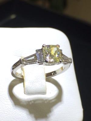 Fancy yellow diamond engagement ring