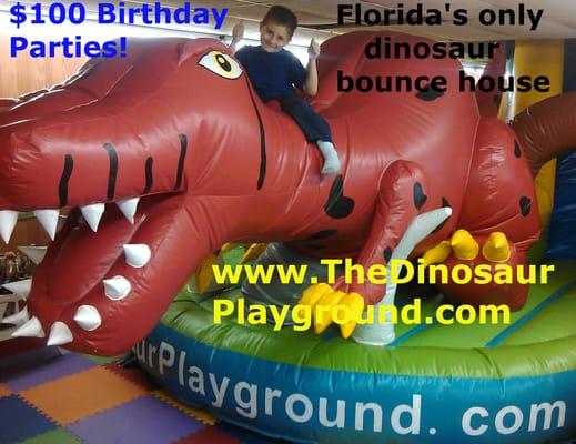 Ride a T-rex at The Dinosaur Playground Bounce House!