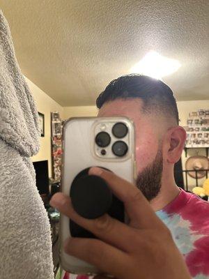 Mid fade , slick back cur