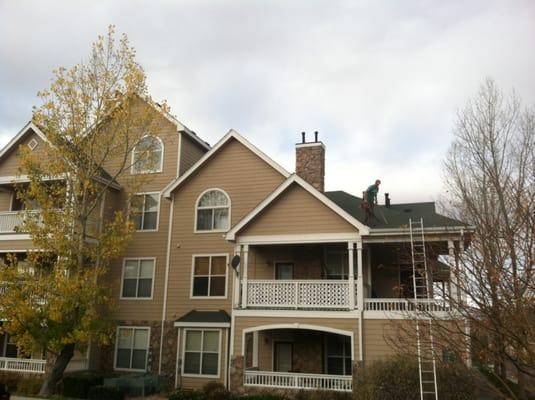 gutter cleaning in Denver. 3 story condos