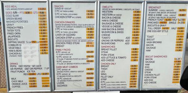 Menu as of 9/2022