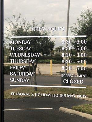 Our hours