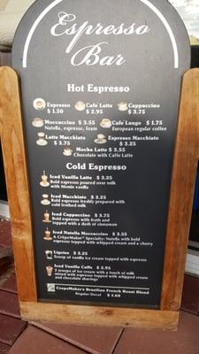 Ooo la la iced espresso drinks.  "Nutella Moccaccino" $3.55 sounds so good!