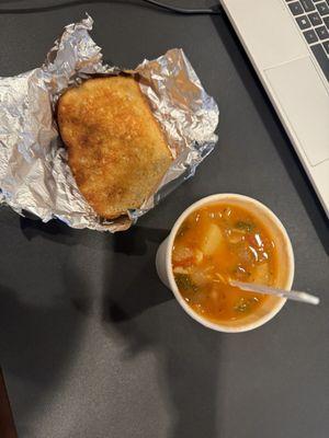 White bean and kale soup, bread on the side