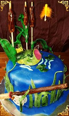 Chocolate Fishing cake with a bailey's buttercream filling