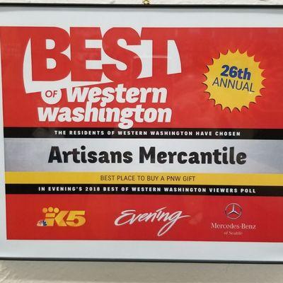 Recipient of the King 5 Evening "Best of Western Washington" for Best Place to Buy a PNW Gift!!