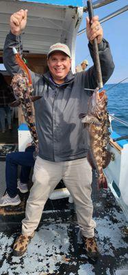 Two lingcod caught on one line