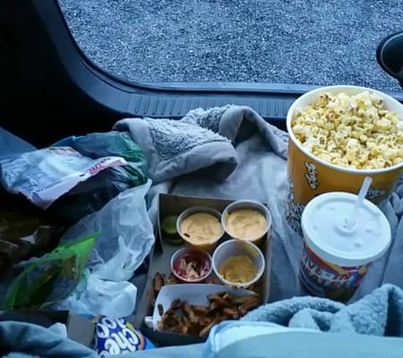 Popcorn and cheese fries!