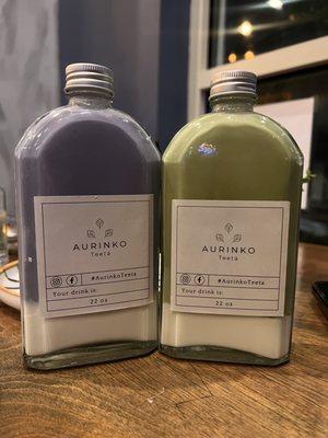 Taro boba and green tea boba