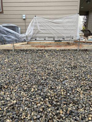 Large space under 2x4 allowing concrete to cure under and outside the form.